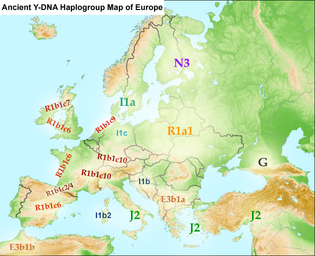 Suggested map of Y-DNA distribution in Europe around 300 BCE Suggested map of Y-DNA distribution in Europe around 300 BCE