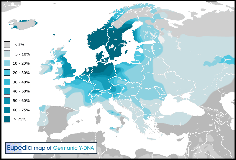 Distribucin de linajes paternos germnicos in Europe