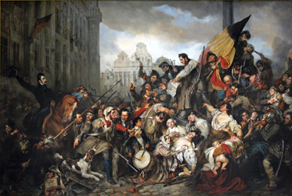  Episode des Journes de Septembre 1830 (sur la Grand Place de Bruxelles), peint par Gustave Wappers