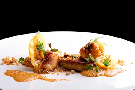 Haute cuisine, roasted Foie gras with homemade ravioli and apples (© Visionsi | Dreamstime.com)