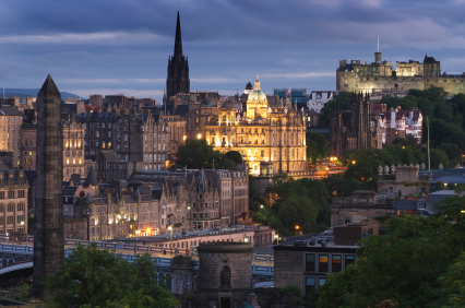 Edinburgh at dusk, Scotland (&copy; Iain Sarjeant - iStockphoto.com)