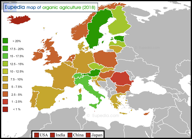 Map of organic agriculture in Europe