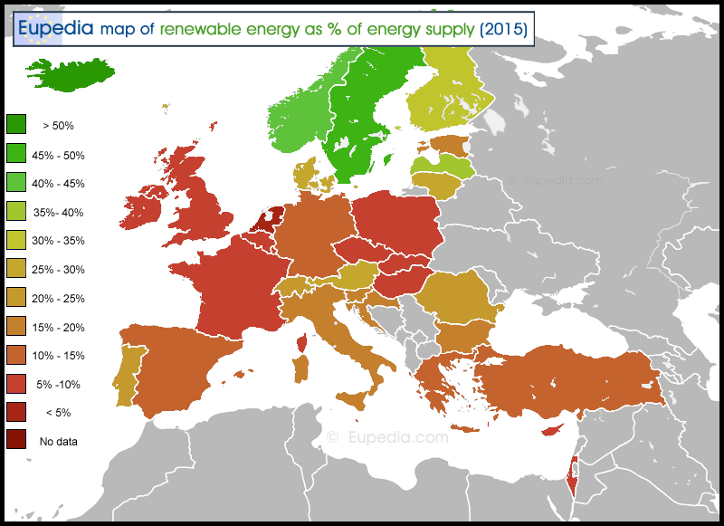 Karte der erneuerbaren Energien in Europa
