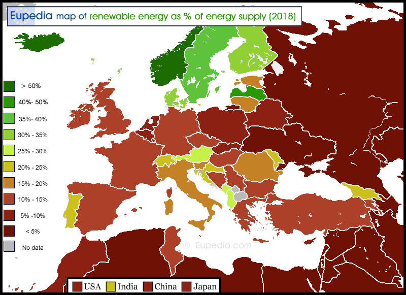 Carte des tarifs des nergies renouvelables en Europe