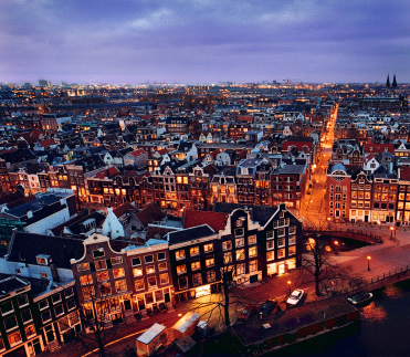 Aerial view of Amsterdam at night (&copy Rob Harpenau | iStockphoto.com)