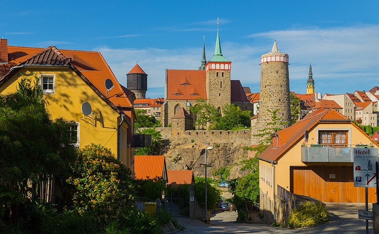Water Tower, St Michael's Church, and the Old Waterworks Tower in Bautzen (photo by Jan-Herm Janßen - CC BY-SA 4.0)