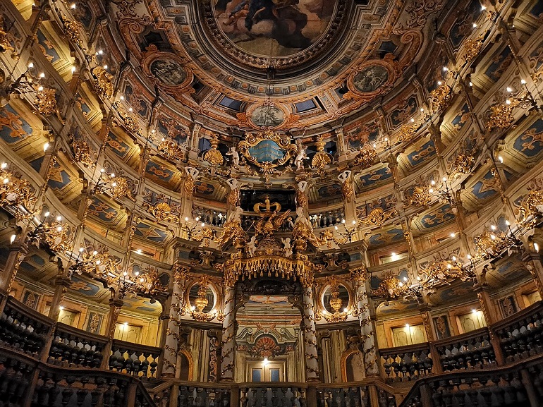 Interior of the Margravial Opera House, Bayreuth (photo by Z thomas - CC BY-SA 4.0)