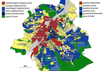 Map of (dis)advantaged districts in the Brussels