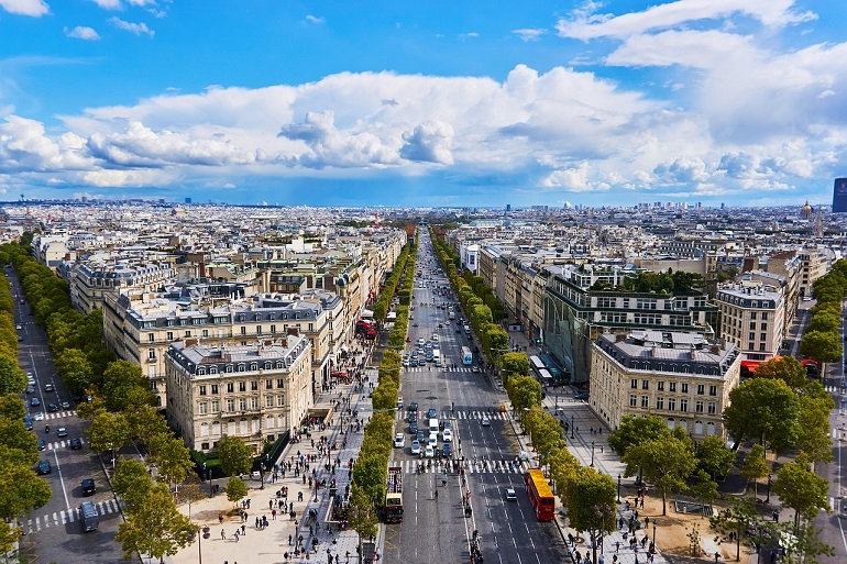 View of the Champs-Élysées from the Arc de Triomphe, Paris (photo by NakNakNak from Pixabay)