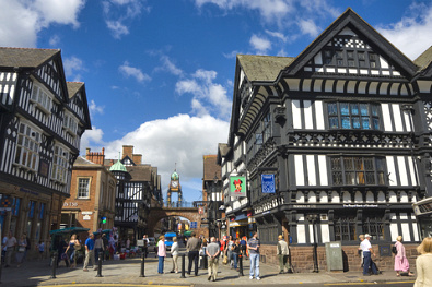 Timber-framed houses & Eastgate Clock, Chester (&copy; Francocogoli | Dreamstime.com)