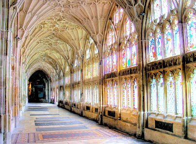Stained glass windows in the cloister, Gloucester Cathedral (&copy; Kenneth Bland | Dreamstime.com)