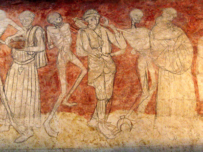 Fresco of the danse macabre at La Chaise-Dieu Abbey, Auvergne (photo by Jean-Pol GRANDMONT - CC BY 3.0)