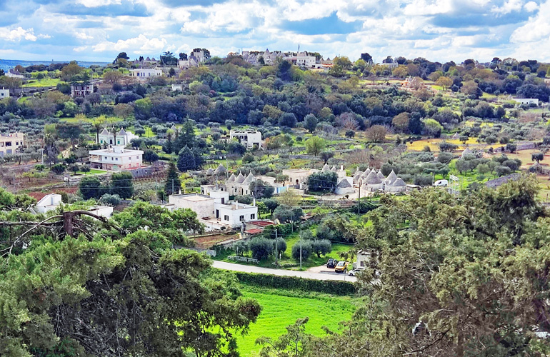 Panoramic view on the trulli in the countryside surrounding Locorotondo (© Eupedia.com)