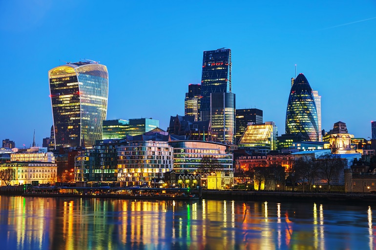 Financial district of the City of London at night (ID 54512944 � Andreykr | Dreamstime.com)
