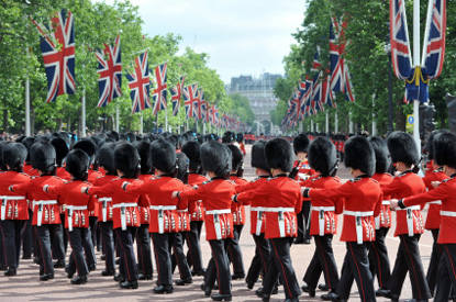 Royal guards marching down the Mall, towards Buckingham Palace, to celebrate the Queen's birthday (&copy; oversnap | iStockphoto.com)