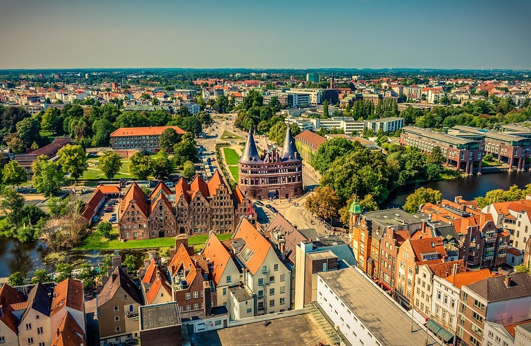 Aerial view of Lübeck's Old Town (photo by Achim Scholty from Pixabay)