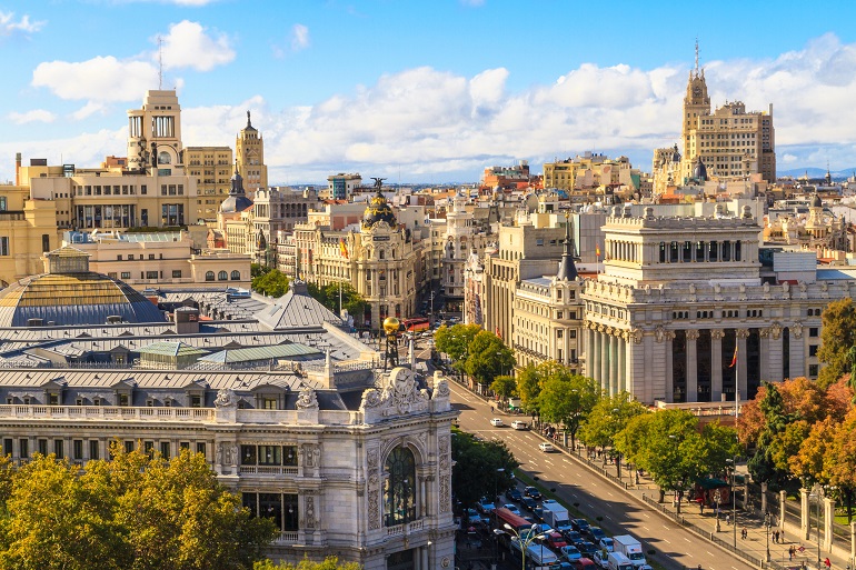Madrid cityscape and aerial view of of Gran Via shopping street (© Robert Zehetmayer | Dreamstime.com)