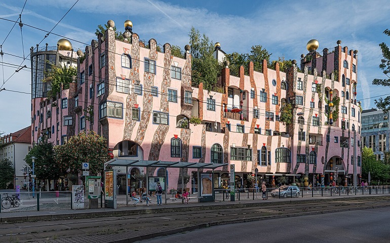 Hundertwasser House (or Green Citadel) in Magdeburg