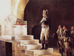 Napoleon in front of Charlemagne's throne and crown in Aachen (1804)