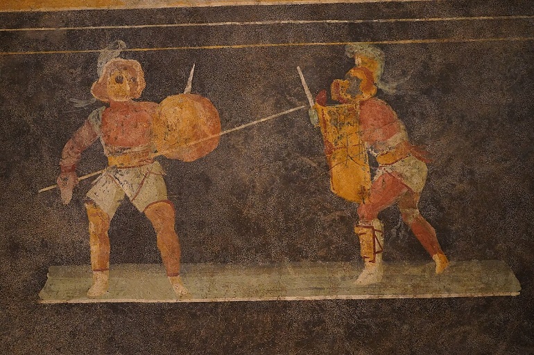 Fresco of gladiators at the Museum for Pre- and Early History, Saarbrücken (photo by TimeTravelRome - CC BY 2.0)