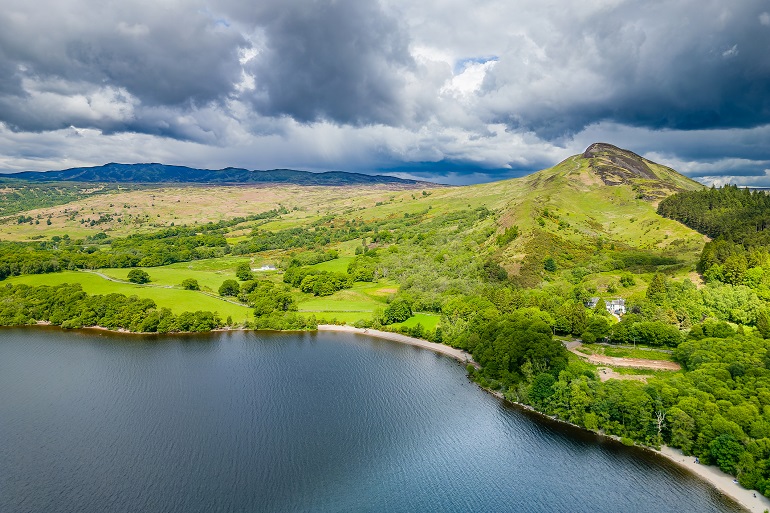 Aerial view of Conic Hill near the village of Balmaha on the shores of Loch Lomond (© Whitcomberd | Dreamstime.com)