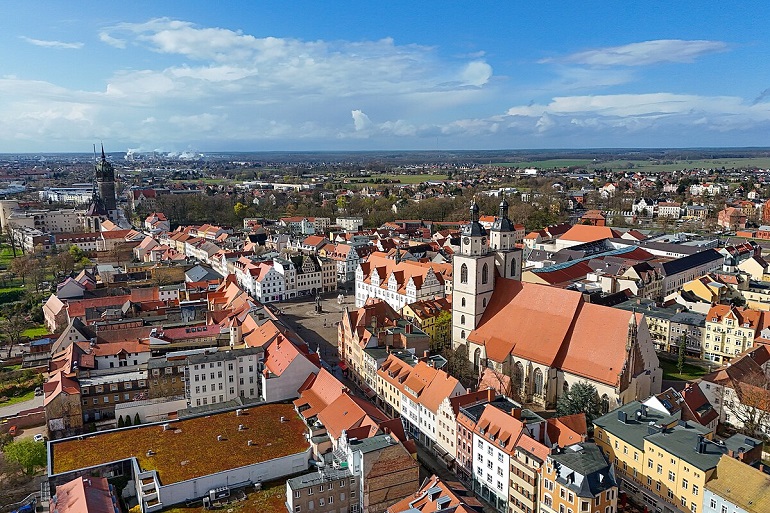 Aerial view of central Wittenberg (photo by Toniklemm - CC BY-SA 4.0)