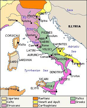 Map of Iron Age Italy