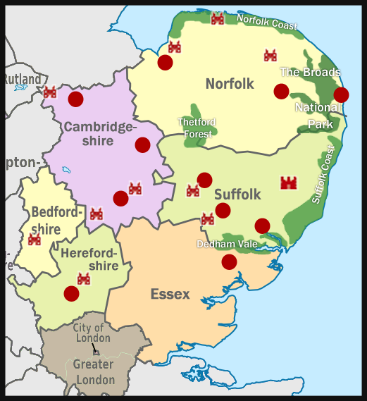 Tourist map of East England