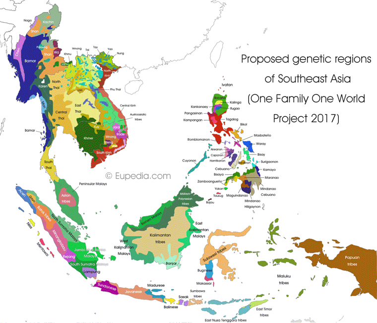 Proposed genetic divisions of Southeast Asia - One Family One World DNA Project