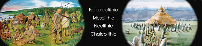 Genetic admixtures (Dodecad K12b) of Epipaleolithic, Mesolithic, Neolithic and Chalcolithic populations