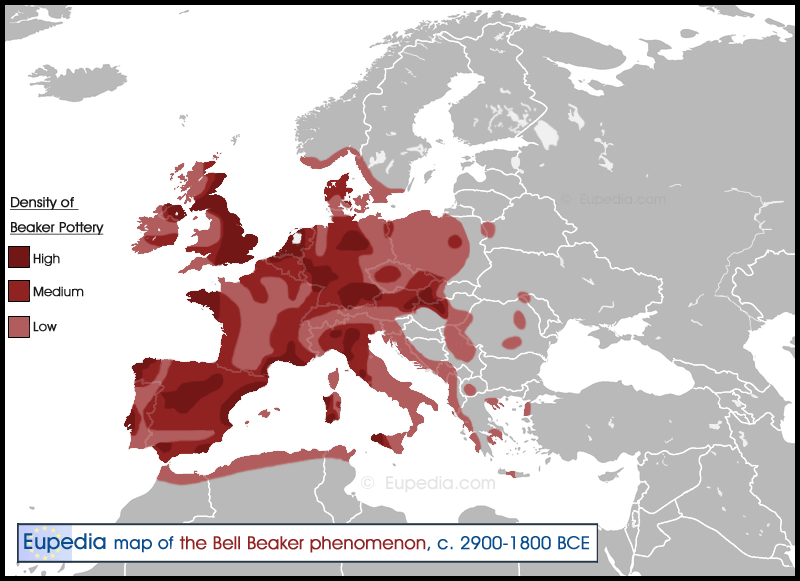 Distribution of the Bell Beaker pottery