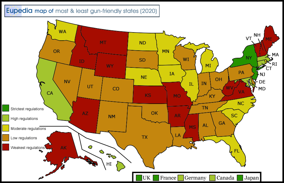 Gun Control By State Map United States Map