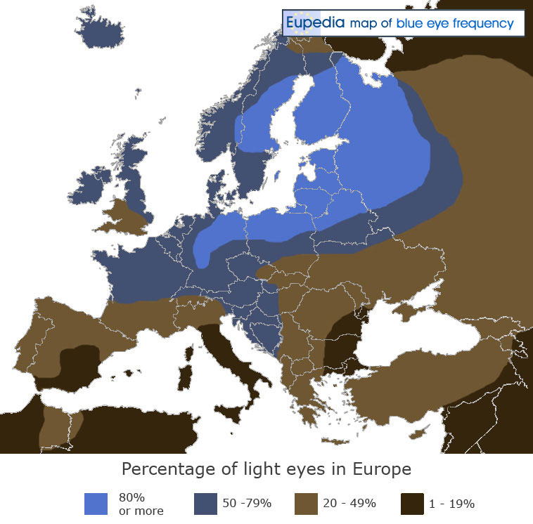 Distribution of blue eyes in Europe